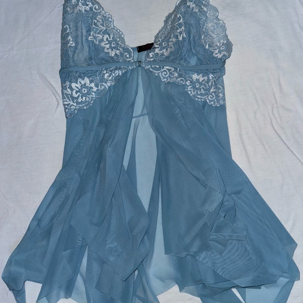 Elegant Blue Lace Babydoll